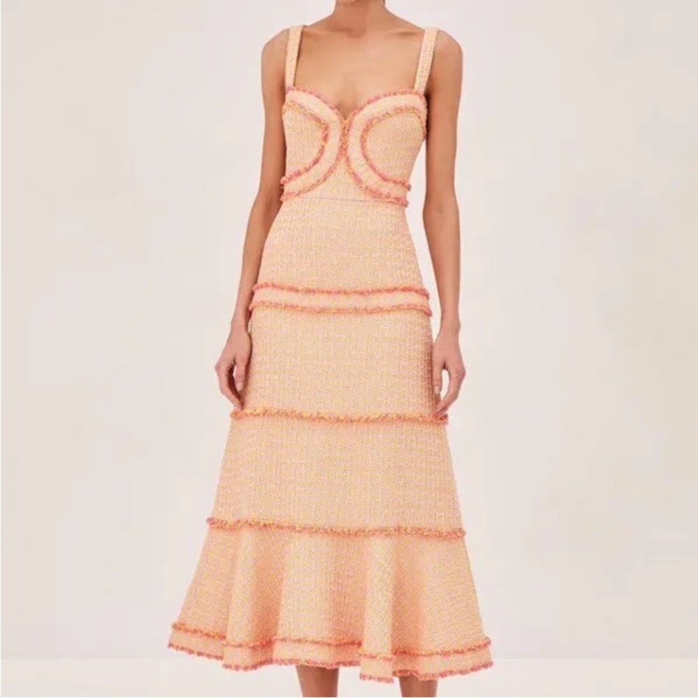 Alexis Peach and Pink Midi Dress